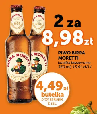 Piwo Birra Moretti L'Autentica butelka bezzwrotna promocja w Groszek