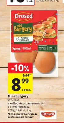 Mini burgery z kotlecikiem panierowanym z piersi kurczaka Drosed promocja w Intermarche