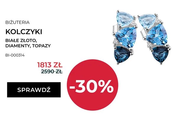 Kolczyki Briju białe złoto diamenty topazy promocja w Briju