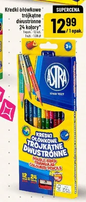 Kredki ołówkowe trójkątne dwustronne Astra 24 kolory promocja w POLOmarket