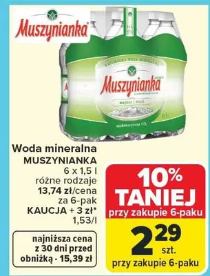 Woda mineralna Muszynianka promocja w Carrefour Market