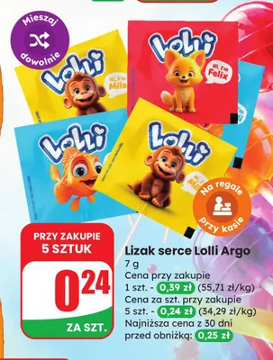 Lizak serce Lolli Argo promocja w Dino