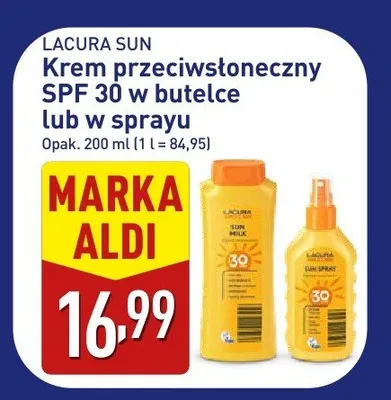 Krem przeciwsłoneczny Lacura Sun SPF 30 w sprayu promocja w Aldi