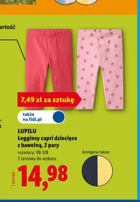 Legginsy capri dziecięce z bawełną LUPILU 2-pak promocja w Lidl