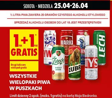 Piwo wielopak w puszkach promocja w Biedronka