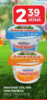 Śmietana 12% OSM Piątnica promocja w Top Market