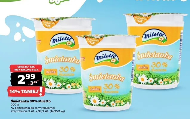 Śmietanka 30% Miletto promocja w Netto