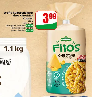 Wafle kukurydziane Fitos Cheddar Kupiec promocja w Dino