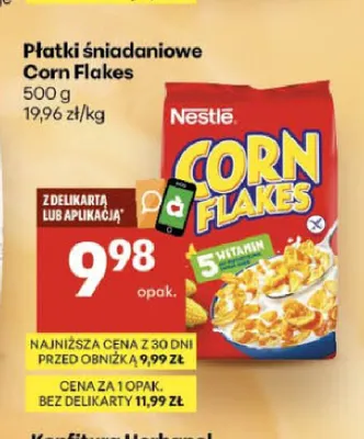 Płatki śniadaniowe Corn Flakes Nestle promocja w Delikatesy Centrum