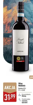 Wino Nebbiolo Heredis Langhe promocja w Aldi