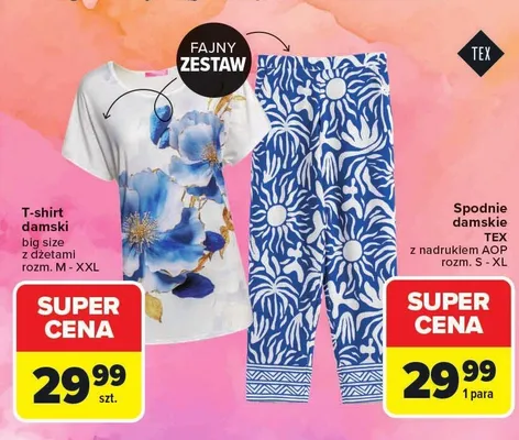 Spodnie damskie TEX z nadrukiem AOP rozm. S-XL promocja w Carrefour