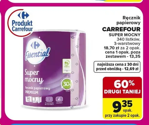 Ręcznik papierowy Carrefour Essential Super Mocny promocja w Carrefour