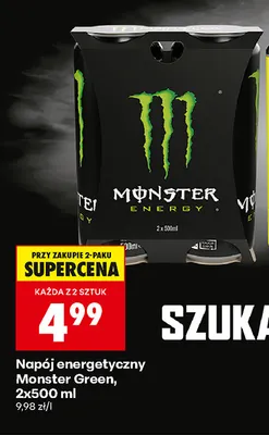 Napój energetyczny Monster Green 2-pak promocja w Biedronka