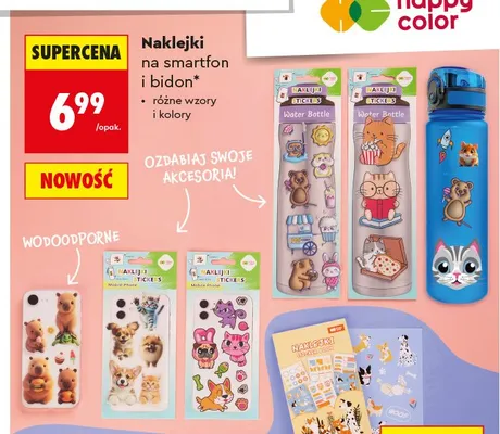 Naklejki na smartfon i bidon Happy Color promocja w Biedronka
