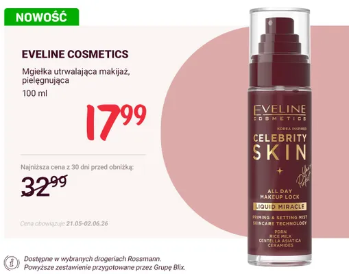 Mgiełka utrwalająca makijaż, pielęgnująca EVELINE COSMETICS promocja w Rossmann