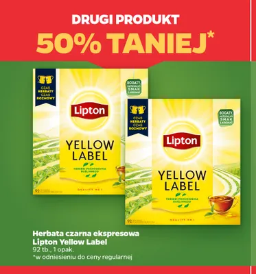 Herbata czarna ekspresowa Lipton Yellow Label promocja w Netto