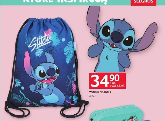 Worek na buty Stitch promocja w Selgros