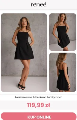 Sukienka rozkloszowana na ramiączkach Renee promocja w Renee