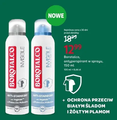 Antyperspirant w sprayu Borotalco Invisible Anti-Stains Dry promocja w Rossmann