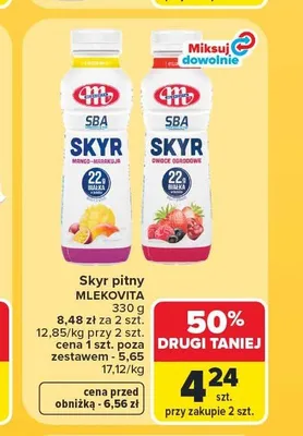 Skyr pitny Mlekovita SBA mango-marakuja promocja w Carrefour