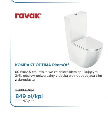 Miska WC Ravak Kompakt Optima RimmOff promocja w Blu Salony Łazienek