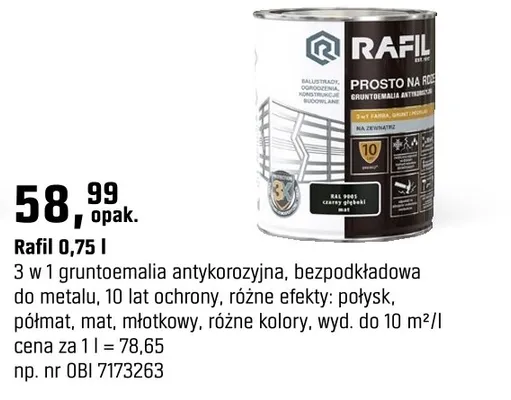 Rafil emalia antykorozyjna 0,75 l promocja w OBI