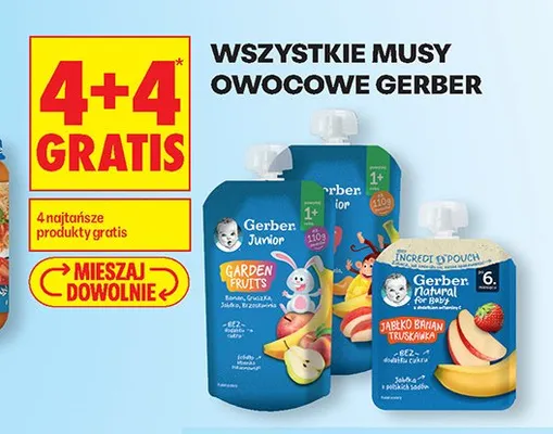 Musy owocowe Gerber promocja w Biedronka