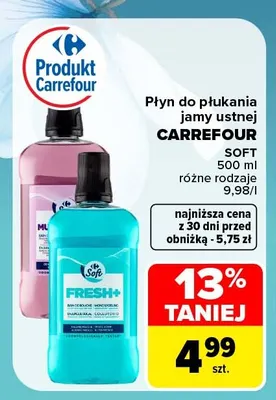 Płyn do płukania jamy ustnej Carrefour Soft promocja w Carrefour