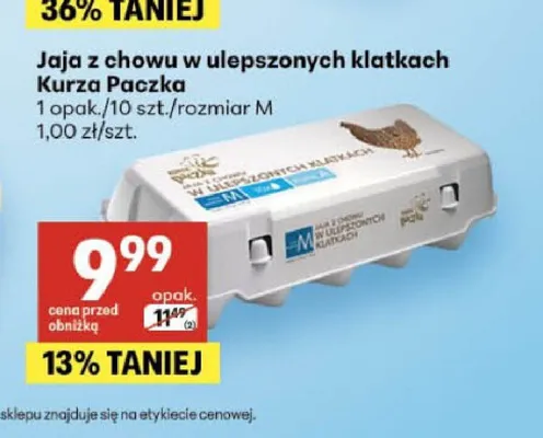 Jaja z chowu w ulepszonych klatkach Kurza Paczka promocja w Delikatesy Centrum