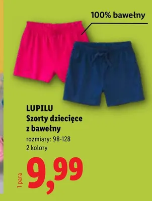 Szorty dziecięce z bawełny Lupilu promocja w Lidl