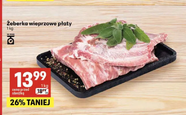 Żeberka wieprzowe płaty promocja w Delikatesy Centrum