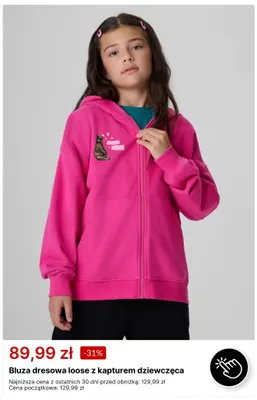 Bluza dresowa loose z kapturem dziewczęca promocja w 4F