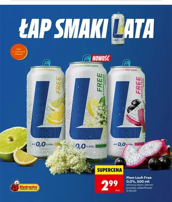 Piwo bezalkoholowe Lech Free Elderflower Lemon promocja w Biedronka