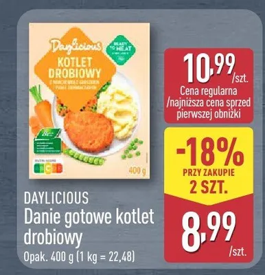 Danie gotowe kotlet drobiowy Daylicious promocja w Aldi