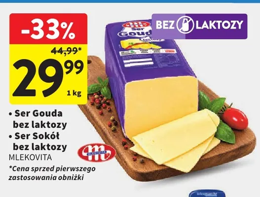 Ser Sokół bez laktozy Mlekovita promocja w Intermarche