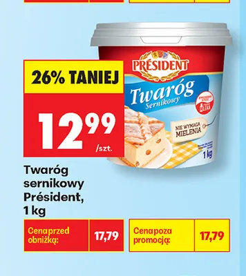 Twaróg sernikowy Président promocja w Biedronka