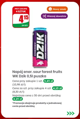 Napój energetyczny sour forest fruits WK Dzik promocja w Dino