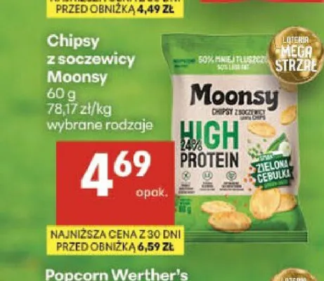 Chipsy z soczewicy Moonsy promocja w Delikatesy Centrum