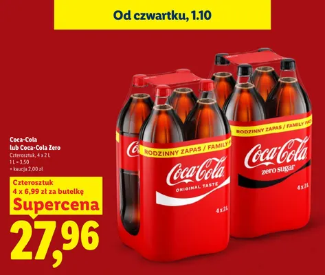 Napój gazowany Coca-Cola Zero 4-pak promocja w Lidl