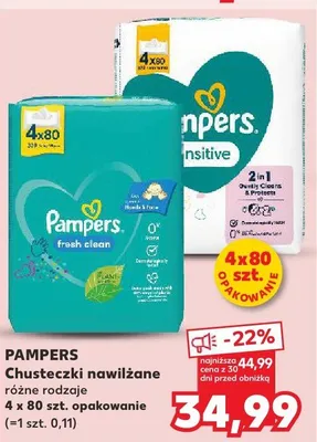 Chusteczki nawilżane Pampers fresh clean 4-pak promocja w Kaufland