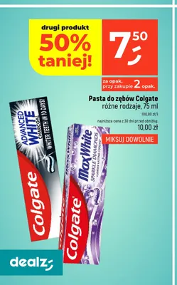 Pasta do zębów Colgate Advanced White Charcoal promocja w Dealz
