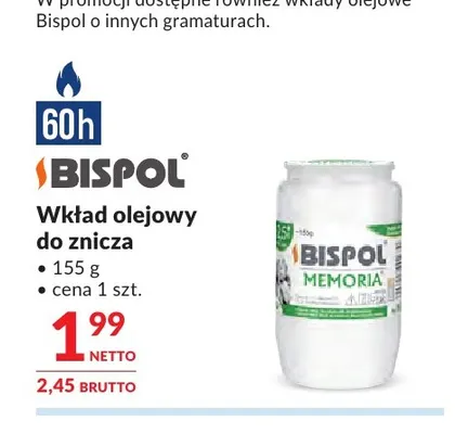 Wkład olejowy do znicza Bispol promocja w Makro