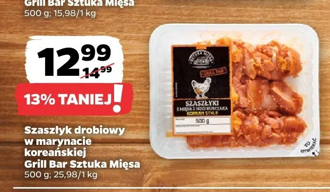 Szaszłyk drobiowy w marynacie koreańskiej Grill Bar Sztuka Mięsa promocja w Netto
