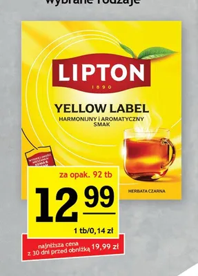 Herbata czarna Lipton Yellow Label promocja w Gram Market