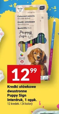 Kredki ołówkowe dwustronne Puppy Sign Interdruk 24 kolory promocja w Twój Market