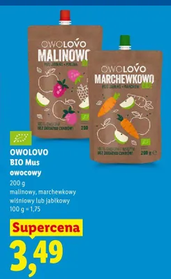 Mus owocowy Owolovo BIO marchewkowy promocja w Lidl