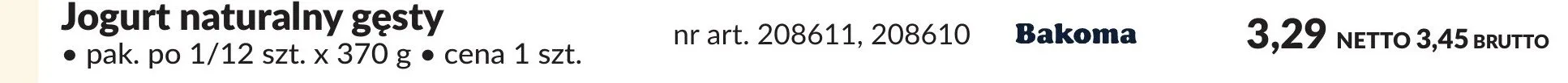 Jogurt naturalny gęsty Bakoma promocja w Makro