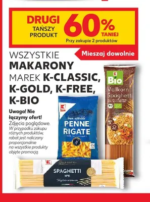 Makarony K-Classic, K-Gold, K-Free, K-Bio promocja w Kaufland