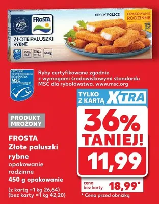 Złote paluszki rybne Frosta opakowanie rodzinne mrożone promocja w Kaufland