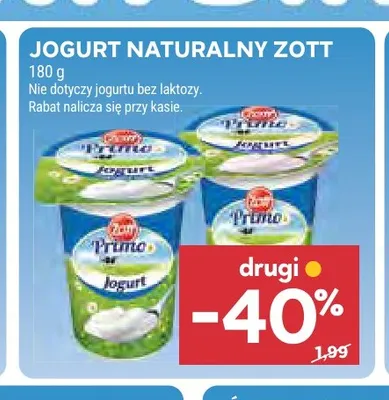 Jogurt naturalny Primo Zott promocja w Stokrotka